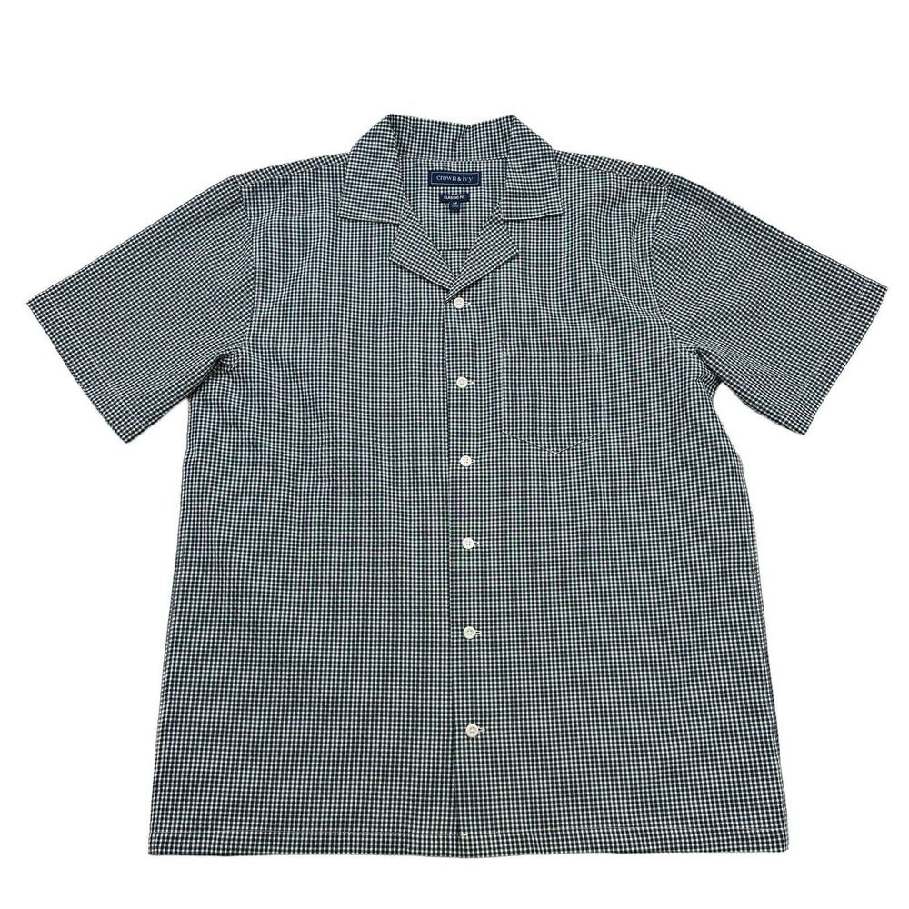 Crown & Ivy Shirt Mens Medium M Blue White Plaid Button Up Short Sleeve Classic - Picture 1 of 12